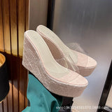 NASBAVI Summer Fashion PVC Jelly Wedges Platform Women's Slippers Sandals Casual Shoes Size 34-40