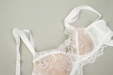 Französische Spitzen Büstenhalter Set Damen Sexy Tiefe V-Ausschnitt U-Rücken Große Oberweite Stützend Minimizer Sommer Neuheit