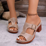 Women  Summer Fashion High Heel Platform Peep Toe Slip on Sandals Women Shoes