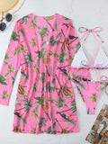 3 Pieces Printed Halter String Bikini 2026 Women & Kimono Swimwear Female Swimsuit Beachwear Bathers Bathing Swimming Swim Suit