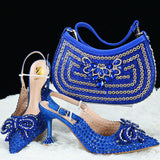 Doershow New Arrival African Wedding Shoes and Bag Set peach Color Italian Shoes with Matching Bags Nigerian lady party  HTG1-6