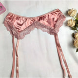 Toucheart 4PCS Patchwork Sexy Interesting Underwear Thong Set Slim Backless Lace Up Hollow Out  Floral Mesh Sexy Underwear Set