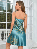 Floral Print Women's Night dress Spaghetti Strap Vintage Floral Print Elegant Luxury Sleepwear