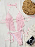 S - XL Wrinkled Tankini Halter Micro Bikini Women Swimwear Female Swimsuit Two-pieces Bikini Set High Cut Bathing Suit Swim Lady