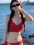 New 2026 Women's Bikini Dot Print Sets Sexy Triangle Cup Strap Split Hot Girl Swimsuit Bikini for Women Beach Hot Spring Suit