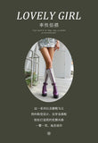 Plus Size Mesh Fabric Splicing PU High Socks Boots Ankle Buckle Ultra Thick Heel Back Zipper Breathable Summer Knee High Boots