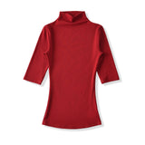 New Pure Desire Style High Neck Slim Fit Base Solid Color Casual T-Shirt Charming For Woman Elegant Fashion Soft T-Shirt M8IL