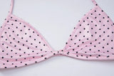 FDYOUI Women's Polka Dot Print Pink Swimsuit Lace-up Bras Panties Split Skirts 3 Pieces Bikinis Sets Bathing Suit Beach Swimwear