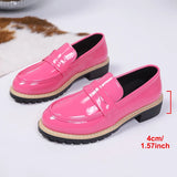 Patent Leather Thick Heels Loafers Women Spring New Mixed Color Med Heel Office Pumps Woman Plus Size 43 Slip On Single Shoes