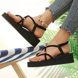 Lightweight Crystal Wedges Rome Sandals Women Plus Size 42 Thick Sole Eva Summer Sandles Woman Non Slip Platform Beach Sandles