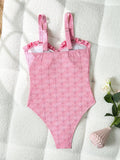 S - XL Floral Print Strapless Ruffled Frill Female Swimwear One Piece Swimsuit Women Monokini Bow Knotted Bathing Suit Swim Lady