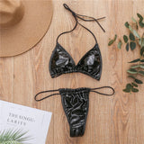 Shiny PU Mini Micro Bikini 2025 Women Swimsuit Female Brazilian Swimwear Two Pieces Bikini Set High Cut Bathing Suit Swim Lady