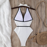 Floral One Piece Swimsuit 2025 New Halter Bandage Swimwear Women Swimsuit Bathing Suit Beachwear Monokini Female Swimming Suits