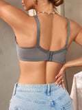 Full Cup Lace Women Bra Wireless Push up Bra Wide Strap Bow Comfy Unlined Mesh Lingerie Underwear