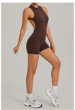 Women's Seamless Yoga Jumpsuits Sports Running Fitness Backless Sleeveless Hip-lifting One-piece Workout Gym Shorts Bodysuits