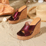 12cm Red High Heels Slippers Summer Wedges Shoes Slides Fashion Sexy Woman Platform Slippers Sandales Femmes Large Size 35-42
