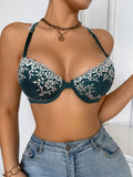 Embroidered Knit Cup Women's Sexy Bras Lace Backless Push-Up Underwire Bra for Women Comfortable Women's Bra