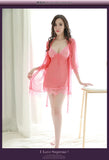 TJ large size see-through suspender sexy temptation lace nightgown temptation mesh pajamas