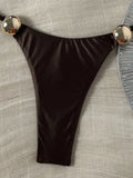 Metal Buckle Satin Bikini Women Micro Thong Swimwear Female Swimsuit Two-pieces Bikini Set High Cut Bather Bathing Suit Swim