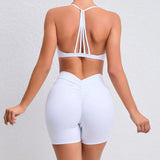 Women's 2-Piece Yoga Sets High Waist Seamless Shorts  Hip-Lifting & Backless Gym Leggings Quick Dry Workout Fitness Suits