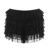 Women's Lace Shorts Ruffle Layered Elastic Waist Short Pants Bloomers Streetwear