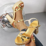 Summer Luxury Diamond Buckle Strap Women's Pumps Square Heel Solid Pumps Shoes Women Fashion Pu Platform High Heels Female