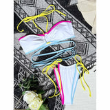 Splicing Wrap Around Bandage Halter Bikini Female Swimsuit Women Swimwear Two-Pieces Bikini Set Bather Bathing Suit Swim V3882