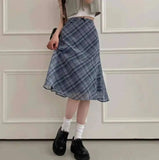 Sweet Skirts Chic Plaid Mini Skirt High Waist A-Line Korean Sle Commute Spring New Arrival Women's Fashion Mid-Length Skirts I3G