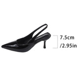 Sexy Leopard Print High Heel Mules Sandals Women Summer Patent Leather Pointed Toe Slingbacks Woman Plus Size 42 Slip On Sandals