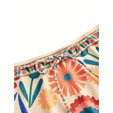 S - XL New Floral Printed With Skirt Women Swimwear V Neck High Leg Cut Bather Bathing Suit Swim One Piece Swimsuit Female K8041