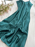 Elegant Women's Nightdress Sexy Comfortable Long Slip Dress Solid Color Pajamas For Women