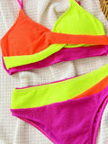 sexy ribbed patchwork cross bikinis sets two pieces high waist thong color block swimsuit bathing suit swimwear biquini bakini
