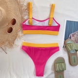 Sexy Splicing Ribbed Bikinis High Waist Bikini 2026 Female Swimsuit Women Swimwear Two-pieces Bikini Set Bathing Suit Swim Lady