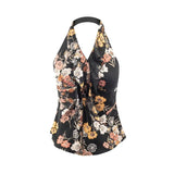 Sexy Backless Halter Neck Camisole For Women French Charm Style Niche Deep V-neck Top With Ruffled Chest And Printed Design 4OIR