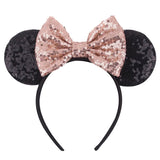 Disney Mickey Mouse Ears Leopard Print Headbands for Girls Baby Women Sequins 5"Bows Hair Accessories Adults Hairbands Kids Gift