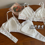 MOYISU Japanese Push Up Bra - Wireless Lace Bralette for Small Chest, Anti Sagging Comfort No Underwire Teens Slimming Lingerie