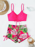 2026 Tie Dye Bikini Drawstring Swimsuit Women High Waist Shorts Swimwear Female Padded Bathing Suit Swimming Beachwear Summer
