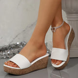 Fashion White Wedges Sandals Women Plus Size 43 Chunky Platform Slippers Woman Lightweight Peep Toe High Heel Sandals Female