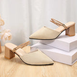 Zoki Sexy Pointed Toe Thick Heels Sandals Women 2026 Flock Slip On High Heel Party Shoes Woman Plus Size 42 Fashion Sandalias