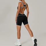 Summer New Gym Romper Padded Outdoor Sports Jumpsuit Hollow Open Back Yoga Suit Dance Sports Bodysuit Hip Lift Workout Yoga Sets