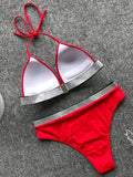 2025 Push Up High Waist Bikini Women Swimsuit Female Swimwear Two Pieces Bikini Set Halter Bra Cup Bathing Suit Swim Beach Wear