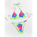 Sexy Printed Tie Dye Halter Brazilian Bikini Women Swimwear Female Swimsuit Two-pieces Bikini set Bather Bathing Suit Swim V6313