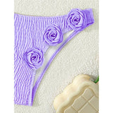 3D Flowers Halter Wrinkled Brazilian Bikini Women Swimwear Female Swimsuit Two-Pieces Bikini Set Bather Bathing Suit Swim V5559