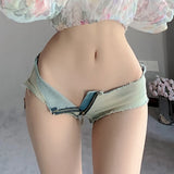Summer Sexy Hotpants Women's Elastic Low Waist Denim Shorts Female Streetwear Club Bra Sexy Mini Jean Hot Pants Charming 13O1