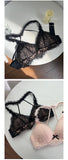 Elegant French Halter Neck Bra Set, Lace Wireless Bralette for Small Bust, Push Up Sensual Underwear Bralette & Panty MOYISU Bra