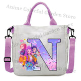 KPop Demon Hunters Canvas Shoulder Bag for Boys Girls Cartoon Letter Printed Crossbody Pouch Students Portable Fashion Handbag
