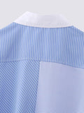 Foridol Stripes Crop Top+shirt 2 Pcs Outfits Women Casual Summer Autumn Casual Set Blue Matching Set Shorts Set Female Suit