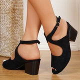Fashion Anckle Wrap Flock Sandals Women 2025 Cross Strap Thick Sole Sandal Woman New Plus Size Square Heel Non-Slip Sandal Mujer
