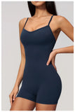 New Cross Back Yoga Jumpsuit Women Tight Sleeveless Hollow Out Sports One Piece Suit Butt-Lifting Shorts Fitness Bodysuits