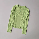 Women's Slim Fit Long Sleeved Yoga Exercise Top Elastic Half Zipper Fitness Suit for Active Wear